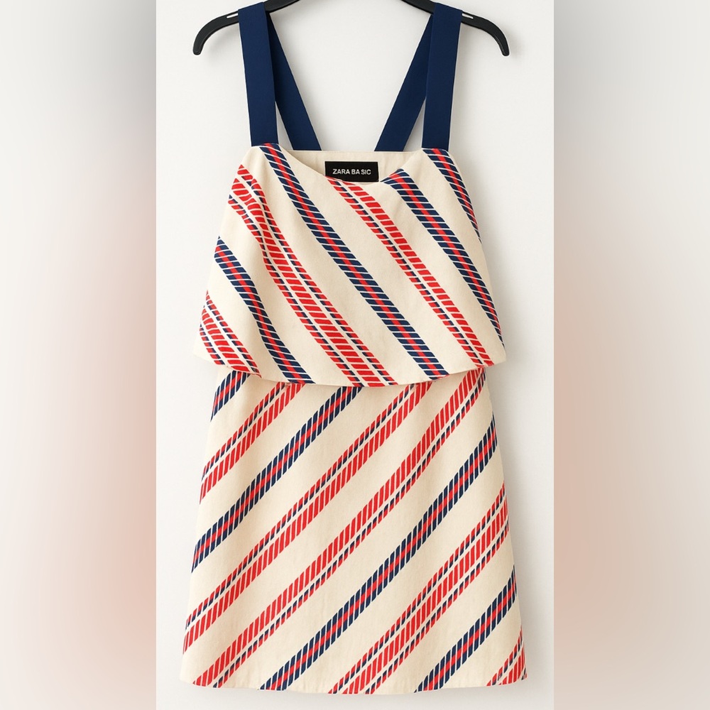 Zara Red and Blue Striped Mini Dress size X-large